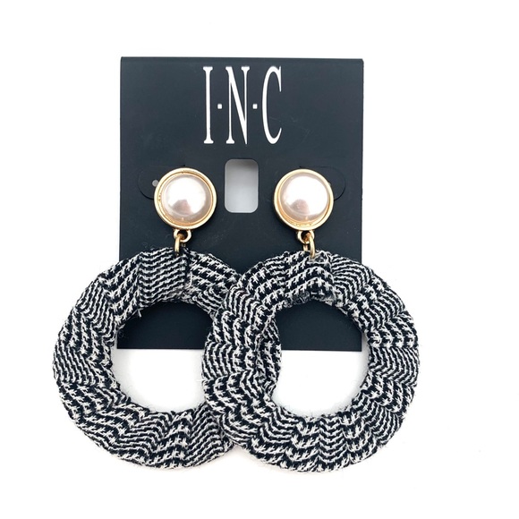 INC International Concepts Jewelry - 4/$25 INC Tweed Black White Mod Earrings NEW